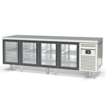 Vaiotec Topline Bäckerei Gastro-Kühltisch, 4-fach EN 60x40 mit 4 Glastüren, 2545 × 800 mm