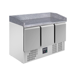 Vaiotec Gastro-Pizzakühltisch, 3-türig grau, 1400 × 700 mm