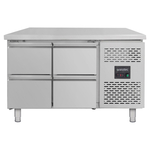 Vaiotec Gastro-Kühltisch, 4 Schubladen – Monoblock, 1360 × 700 mm