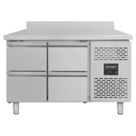 Vaiotec Gastro-Kühltisch, 4 Schubladen inkl. Aufkantung – Monoblock, 1360 × 700 mm