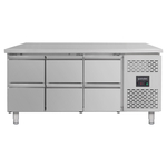Vaiotec Gastro-Kühltisch, 6 Schubladen – Monoblock, 1795 × 700 mm