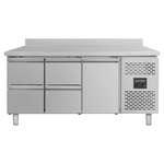 Vaiotec Gastro-Kühltisch, 1 Tür & 4 Schubladen inkl. Aufkantung – Monoblock, 1795 × 700 mm