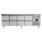 Vaiotec Gastro-Kühltisch, 8 Schubladen – Monoblock, 2230 × 700 mm