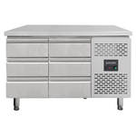 Vaiotec Gastro-Kühltisch, 6 Schubladen – Monoblock, 1360 × 700 mm