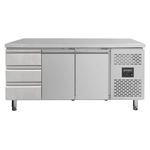 Vaiotec Gastro-Kühltisch, 2 Türen & 3 Schubladen links – Monoblock, 1795 × 700 mm