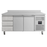 Vaiotec Gastro-Kühltisch, 2 Türen & 3 Schubladen links inkl. Aufkantung – Monoblock, 1795 × 700 mm