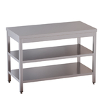 Vaiotec Topline Gastro-Arbeitstisch, Grund- und Zwischenboden, 1300 × 600 mm