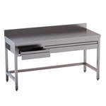 Vaiotec Topline Gastro-Arbeitstisch, unterfahrbar, 2 Schubladen und Aufkantung, 1200 × 700 mm