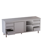 Vaiotec Topline Gastro-Arbeitsschrank, 2 Schiebetüren & je 3 Schubladen links & rechts, 1800 × 600 mm