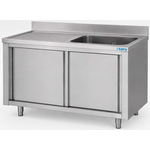 SARO Spülschrank mit Schiebetüren 1400mm, 1 Becken rechts