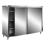 SARO Edelstahl-Lagerschrank mit Schiebetüren AISI 430, Flachdach, 1000x700 mm