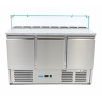 Maxima Pizzakühltisch 3 mit Glasaufsatz