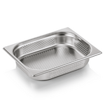 Essentials GN Behälter Set GN 1/2-065 mm, Seiten- & Bodenlochung, Set á 6 Stück, Chromnickelstahl