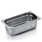 Essentials GN Behälter Set GN 1/3-100 mm, Seiten- & Bodenlochung, Set á 6 Stück, Chromnickelstahl