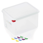 Was Germany GN Behälter Set GN 86 1/2-200 mm, mit Deckel, mit rotem Clip, Set á 6 Stück, Polypropylen