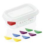 Was Germany GN Behälter Set GN 86 1/9-065 mm, mit Deckel, mit rotem Clip, Set á 6 Stück, Polypropylen