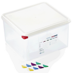 Was Germany GN Behälter Set GN 86 2/3-200 mm, mit Deckel, mit rotem Clip, Set á 8 Stück, Polypropylen