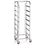 Was Germany Transportwagen für Spülmaschinen, mit 7 Schienen, 56 x 56 x 171 cm, Chromnickelstahl