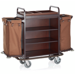 Was Germany Zimmerservicewagen, 146 x 50 x 120 cm, braun, Stahl, Polyesterfaserstoff, Holz