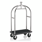 Was Germany Gepäckwagen DRIFT, 112 x 60 x 190 cm, silberfarben, schwarzer Teppich, Chromnickelstahl 18/8