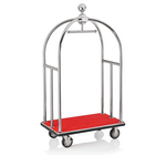 Was Germany Gepäckwagen UNITY, 112 x 60 x 185 cm, silberfarben, roter Teppich, Edelstahl