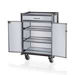 Was Germany Minibar Servicetrolley, 85 x 60 x 135 cm, weiß, dunkle Kanten, Aluminium, MDF