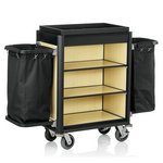 Was Germany Zimmerservicewagen ISABELLA, 155 x 55 x 116 cm, schwarze Kanten, helle Holzoptik, Aluminium, MDF, Polyesterfaserstoff