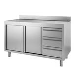 Vaiotec Topline Arbeitsschrank 600 / 2 Schiebetüren, 3 Schubladen & Aufkantung B:1600