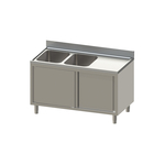 Vaiotec Topline Spülschrank / 2 Becken links mit Schiebetüren, 1600 x 600 mm