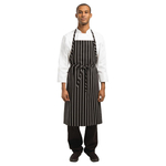 Chef Works Premium Woven Bib Apron Schwarz und Weiß gestreift