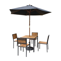 Bolero quadratischer Stahl- und Akazienholztisch 80cm