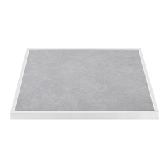 Bolero Hellgrauer Steineffekt-Tisch aus gehärtetem Glas für den Außenbereich, weiße Zierleiste, 700 mm