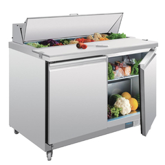 Polar U-Serie Doppeltür Saladette mit Vorbereitungstheke und Kühlschrank 405Ltr