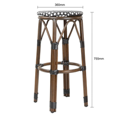 Bolero Pariser Stil PE Rattan Barhocker Schwarzer Punktmix (2 Stück)