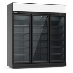 Combisteel Kühlschrank 3 Glastüren Schwarz Ins-1530R Bl