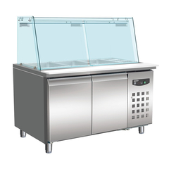 Combisteel Standard Line Bäckerei Kühltisch mit Glas 2 Türen  4X 1/1 Gn Behälter