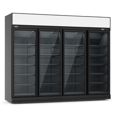 Combisteel Tiefkühlschrank 4 Glastüren Schwarz Ins-2060F Bl