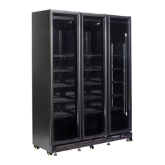 Combisteel Kühlschrank 3 Glastüren Schwarz Nap-1200