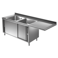 Prismafood Spülmaschinen Spülschrank 1,8m - 2 Becken  links L50xB50xT30cm STD