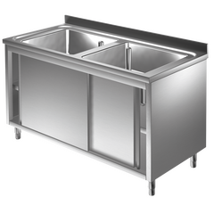 Prismafood Spülschrank 1,4m - 2 Becken  mittig L50xB40xT25cm STD