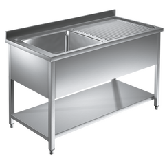 Prismafood Spültisch mit Grundboden 1,2m - 1 Becken  links L50xB40xT25cm STD