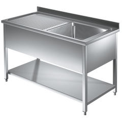 Prismafood Spültisch mit Grundboden 1,2m - 1 Becken  rechts L50xB40xT25cm STD