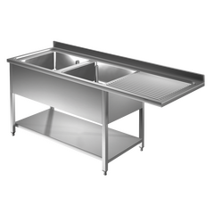Prismafood Spülmaschinen Spültisch 1,6m - 2 Becken  links L40xB50xT25cm STD
