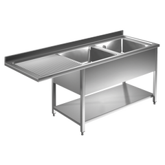 Prismafood Spülmaschinen Spültisch 2,0m-2 Becken  rechts L50xB40xT25cm STD