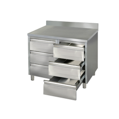 Prismafood Schubladenschrank 1,0m  - mit 6 Schubladen und Aufkantung STD