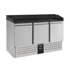 Combisteel Compact Line Pizzatisch 3 Türen Schwarze Granit-Arbeitsplatte