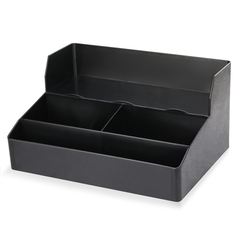 Organiser für Kaffeestation, 3 Fächer, eine Ablage, schwarz, 356x256x180 (BxTxH)