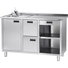 Stalgast Edelstahl Arbeitstisch für Kaffeemaschine, mit Aufkantung, 1500 x 700 x 1000 mm (BxTxH)