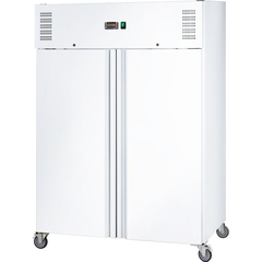 Starline Doppeltür-Kühlschrank GN 2/1, weiß, fahrbar, 1340x810x2000 (BxTxH), 0,35 kW