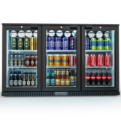 Bar Display Cooler, drei Flügeltüren, 1350x530x835 mm (BxTxH), schwarz